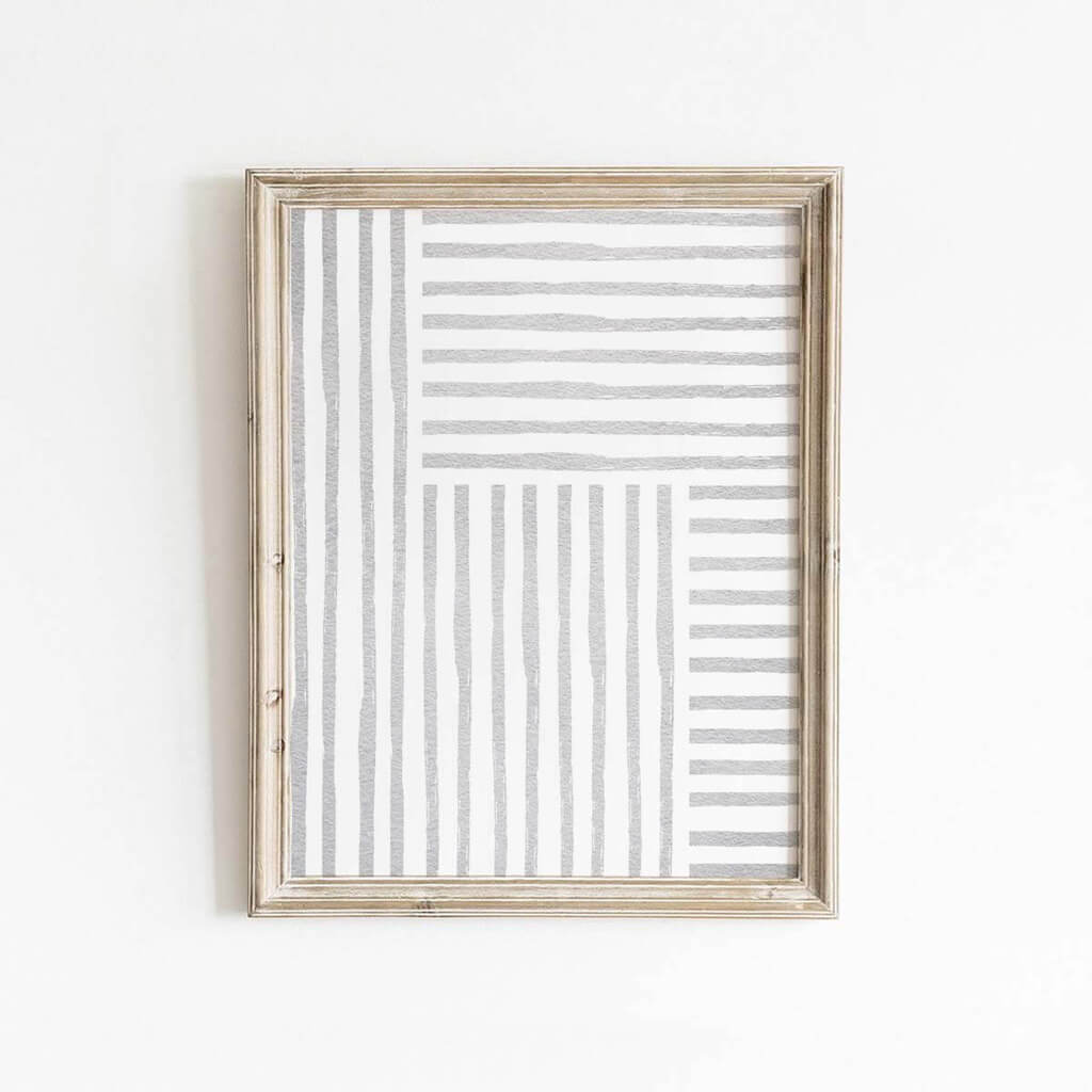 Grey Stripes Abstract Print